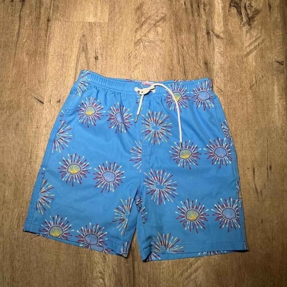 Milan Kerf Swim Trunks Board Shorts Size L Blue Floral Tropical Beach Men